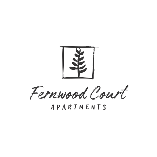 A logo for Fernwood Court Apartments with a tree branch design.